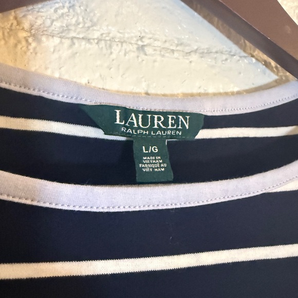 Ralph Lauren Navy and White Striped Tee - Picture 3 of 4